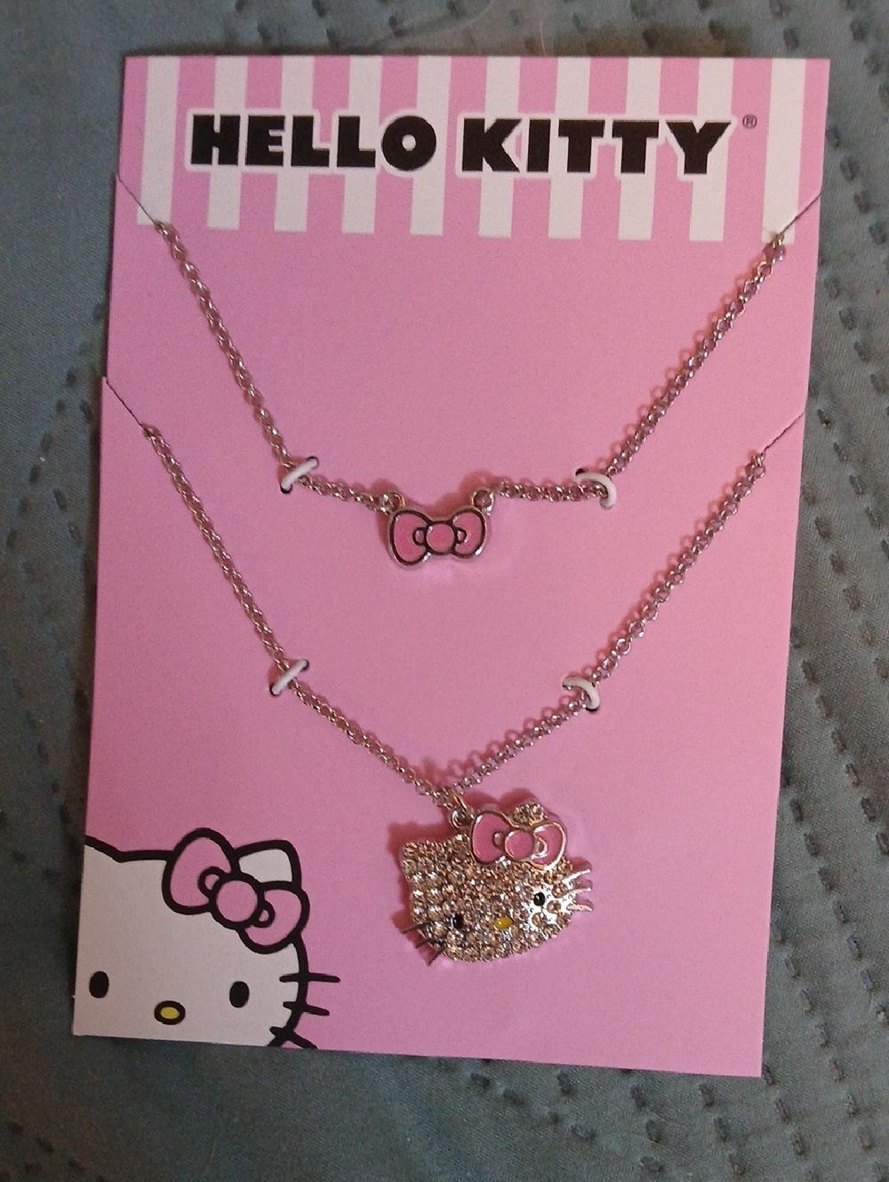 Hello Kitty Pink Crystal Layered Necklace Set